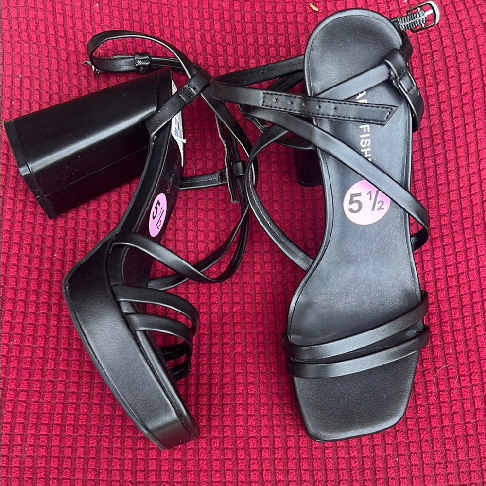 Stylish Black Strappy Heels by Marc fisher